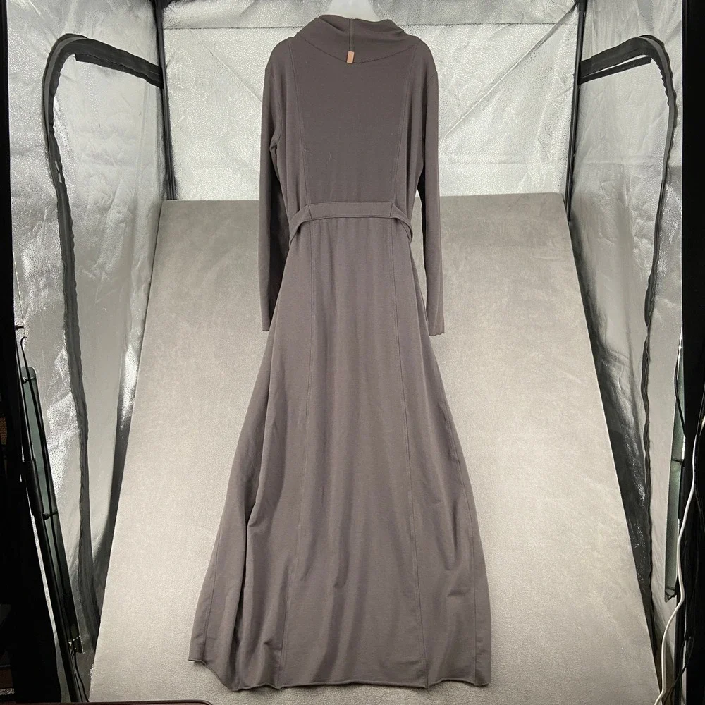 Lunya Restoration Long Robe Charcoal Grey Wrap Front Belted Maxi Loungewear L/XL
